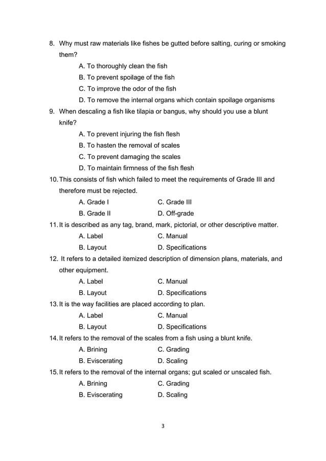Tle 7 afa food (fish) processing module 5 | PDF | Fish and Aquariums | Pets