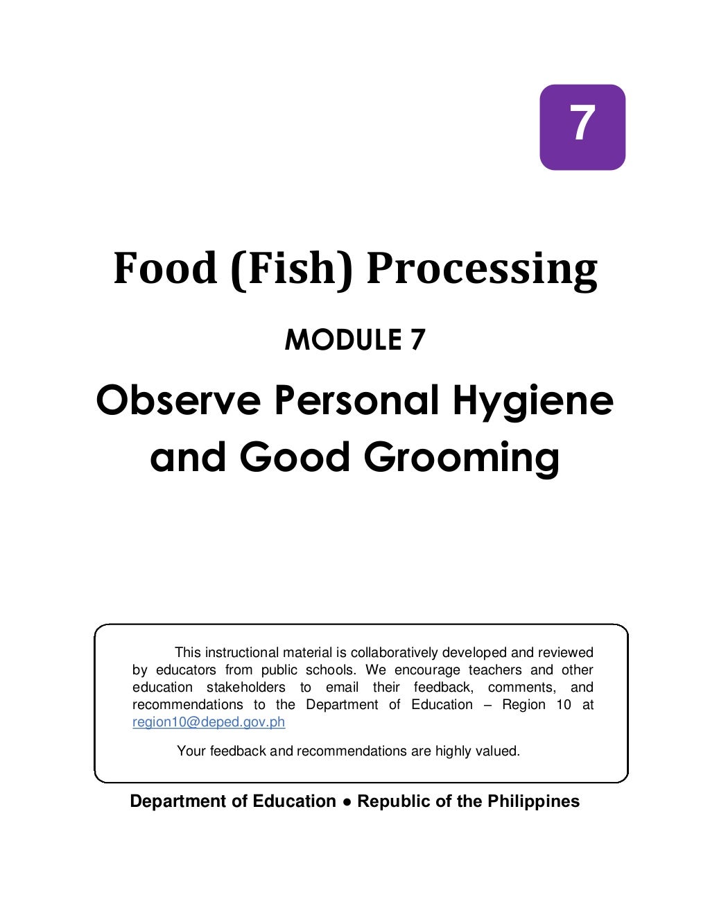 Tle 7 afa food (fish) processing module 7