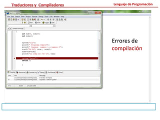 Lenguaje de Programación
Errores de
compilación
 