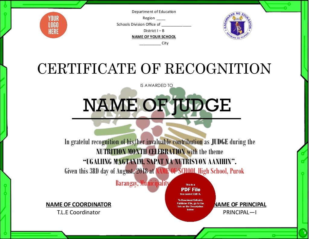 Free Deped Certificate Tle nutrition month certificate of judge2