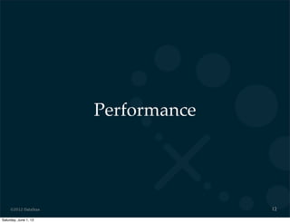 ©2012 DataStax
Performance
12
Saturday, June 1, 13
 