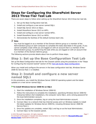Configure SharePoint Server 2013 in a Three-Tier Farm | PDF | Computing ...