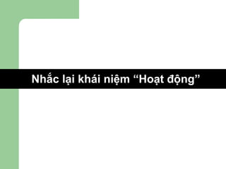 Nhắc lại khái niệm “Hoạt động” 