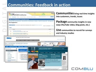 DIGITAL

Communities: Feedback in action
Communities bring real time insights
into customers, trends, issues

Package comm...