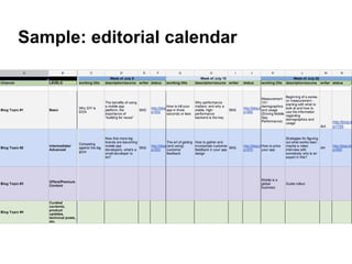 Sample: editorial calendar
 