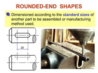 ROUNDED-END SHAPES
Dimensioned according to the standard sizes of
another part to be assembled or manufacturing
method used.
20
 
