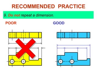 9. Do not repeat a dimension.
POOR GOOD
RECOMMENDED PRACTICE
 