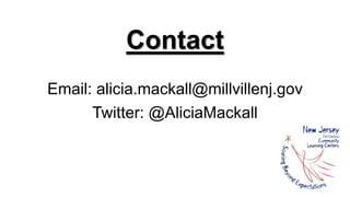 Email: alicia.mackall@millvillenj.gov
Twitter: @AliciaMackall
Contact
 