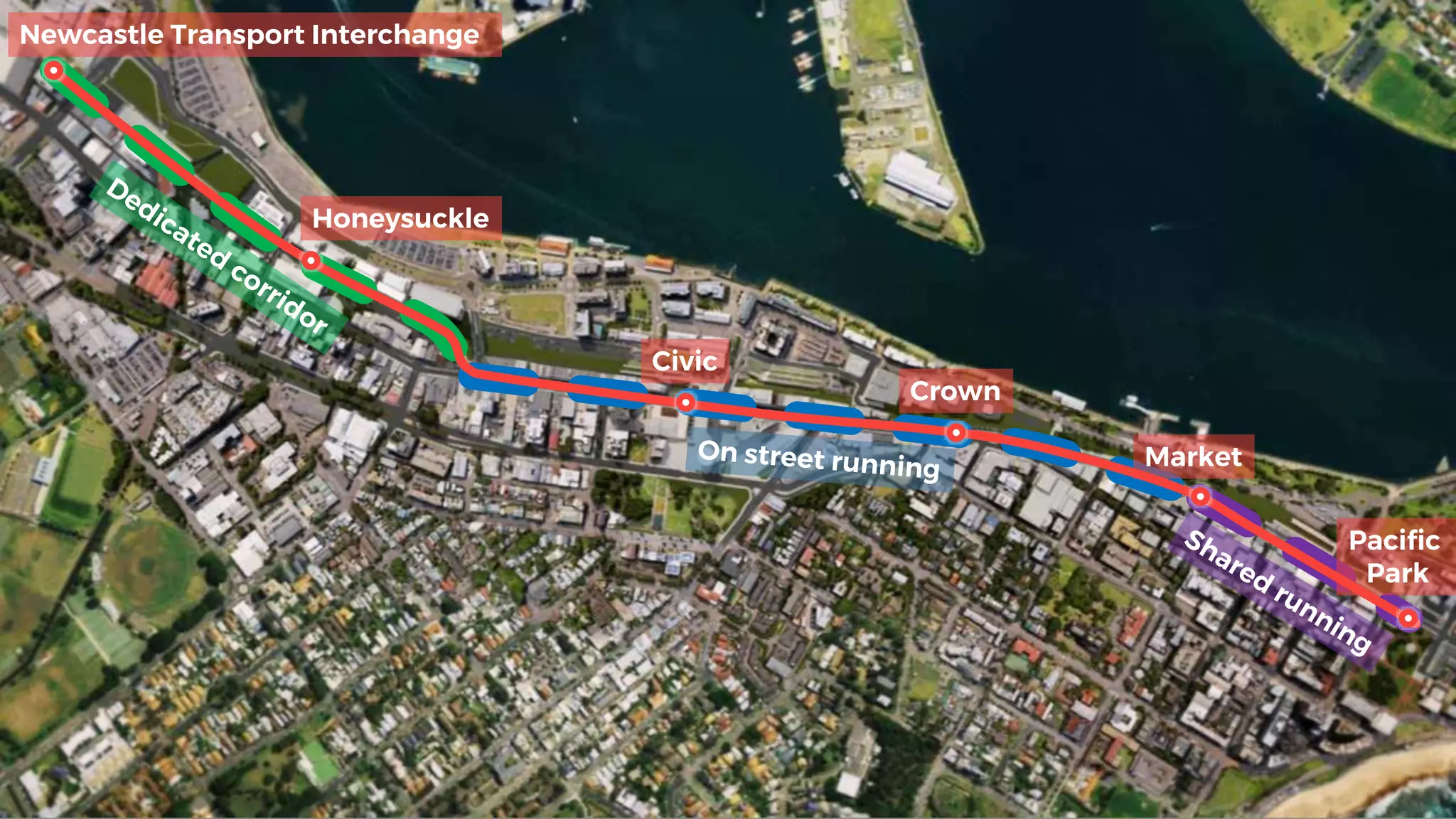 Market
Pacific
Park
Newcastle Transport Interchange
Honeysuckle
Civic
Crown
 