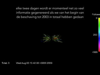 T R E N D 1 , B I G D ATA
elke twee dagen wordt er momenteel net zo veel
informatie gegenereerd als we van het begin van
de beschaving tot 2003 in totaal hebben gedaan
 