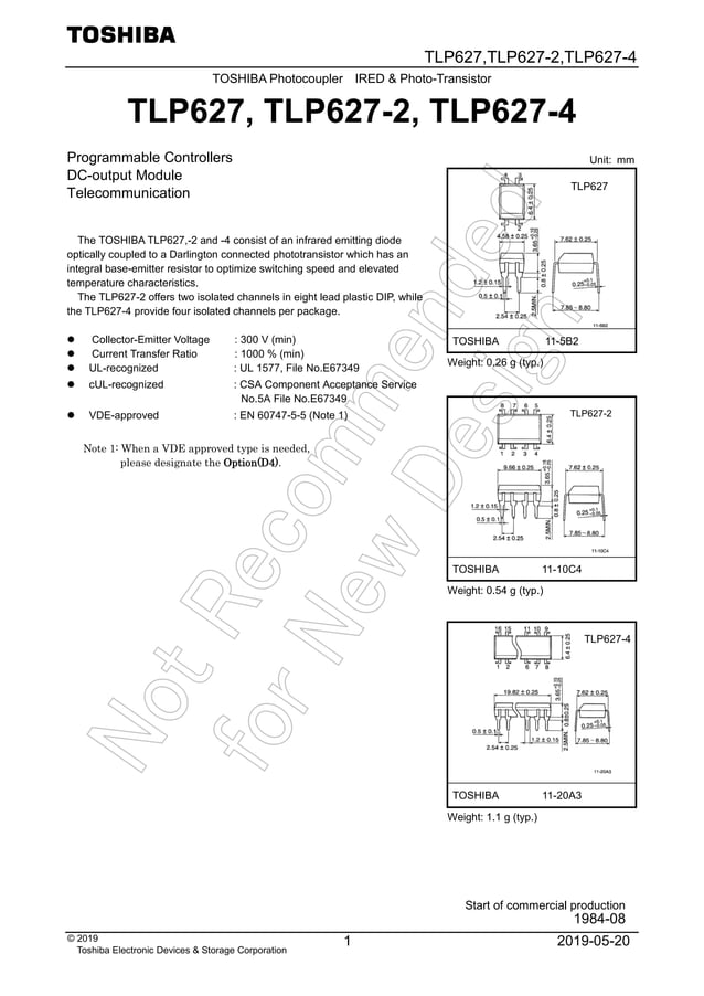 Original Opto TLP627 P627 627 DIP-4 New | PDF
