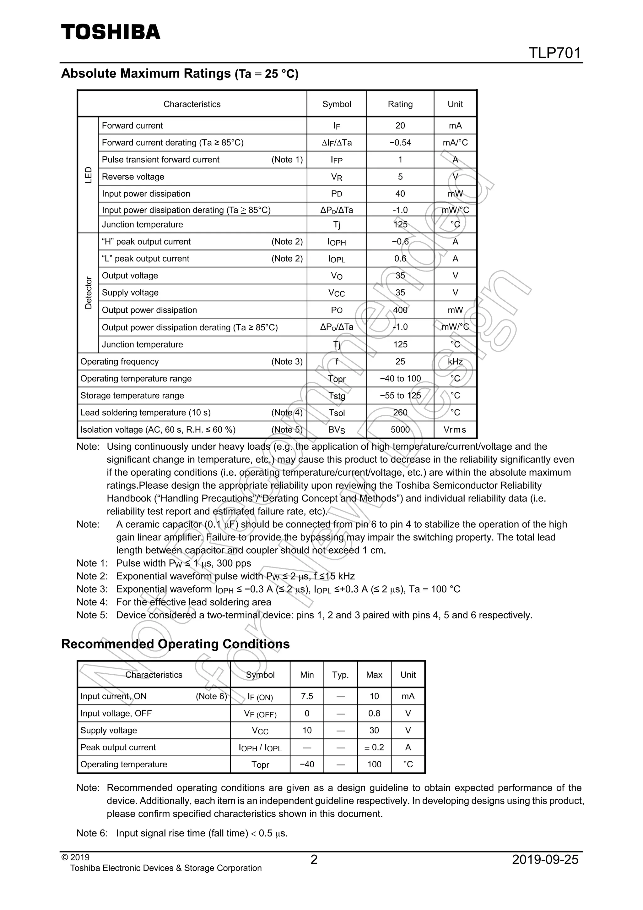 Original Opto TLP701 P701 701 SOP-6 New Toshiba | PDF