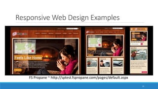Responsive Web Design Examples
23
FS Propane ~ http://sptest.fspropane.com/pages/default.aspx
 