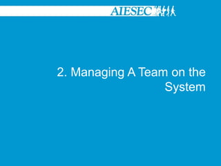 2. Managing A Team on the
                  System
 