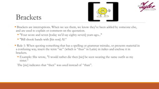 Comment Brackets Punctuation Presentation JTCC | PPTX