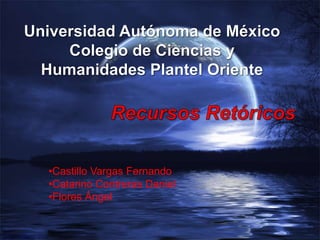 Universidad Autónoma de MéxicoColegio de Ciencias y Humanidades Plantel Oriente Recursos Retóricos ,[object Object]