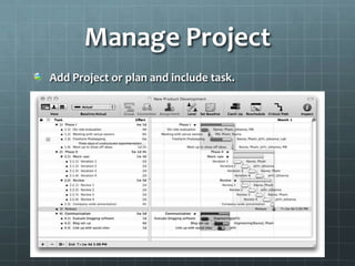 Manage Project
Add Project or plan and include task.
 