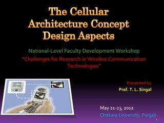 National-Level Faculty Development Workshop
“Challenges for Research in Wireless Communication
                   Technologies”

                                            Presented by
                                        Prof. T. L. Singal



                               May 21-23, 2012
                               Chitkara University, Punjab
                                                             1
 