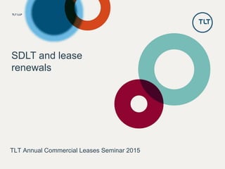 TLT LLPTLT LLPTLT LLP
SDLT and lease
renewals
TLT Annual Commercial Leases Seminar 2015
 