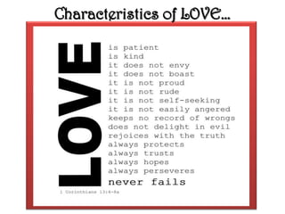 Characteristics of LOVE…
 