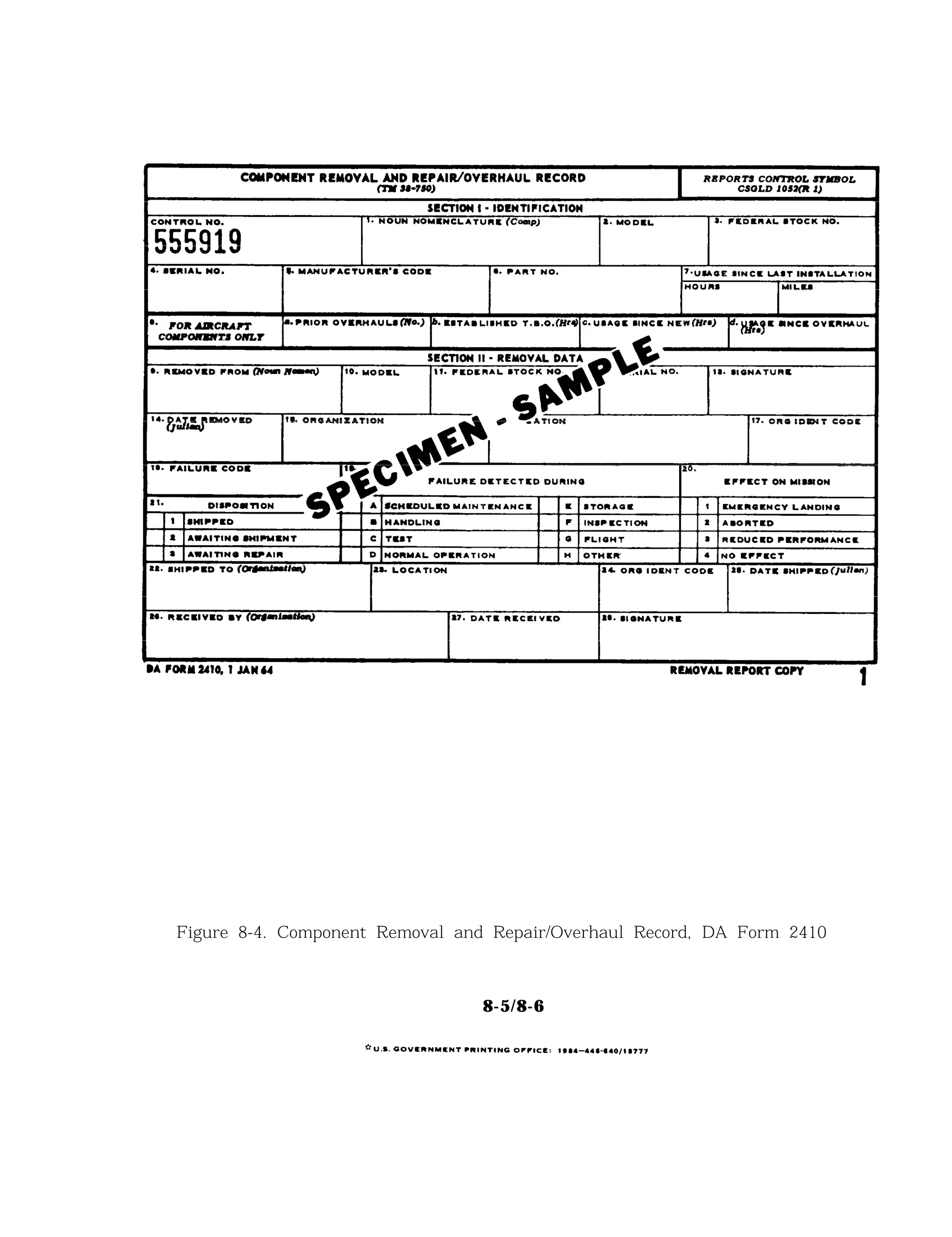 Figure 8-4. Component Removal and Repair/Overhaul Record, DA Form 2410
8-5/8-6
 