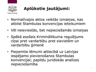 Latvijas normatīvā regulējuma atbilstība Stambulas konvencijas ieteikumiem