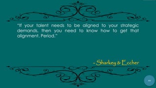 49
“If your talent needs to be aligned to your strategic
demands, then you need to know how to get that
alignment. Period.”
- Sharkey & Eccher
 