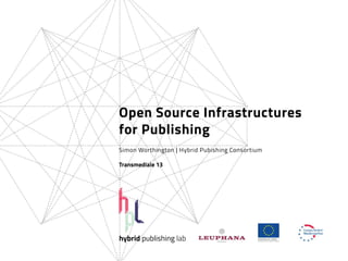 Open Source Infrastructures
for Publishing
Simon Worthington | Hybrid Pubishing Consortium

Transmediale 13




hybrid publishing lab
 