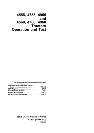 TM1461 John Deere 4555, 4755, 4955, 4560, 4760, 4960 Tractors Operation ...