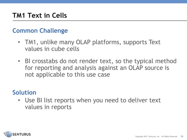 Using TM1 Cubes with Cognos BI: Three Tips for TM1 Cube Design | PPT