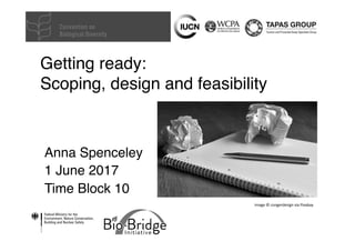 Getting ready:  
Scoping, design and feasibility
Anna Spenceley
1 June 2017
Time Block 10
Image	©	congerdesign	via	Pixabay	
 