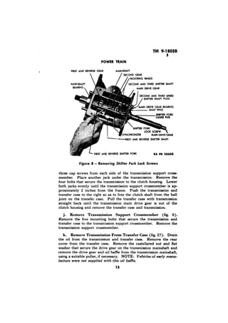 5 
PO 
Lock Screws 
j. Remove Transmisaion Support Crossmember (fig. 6). 
k. Remove Transmission From Transfer Case (fig. 27). 
Vehicles of early mam-facture 
were not supplied with this oil Me. 
13 
 