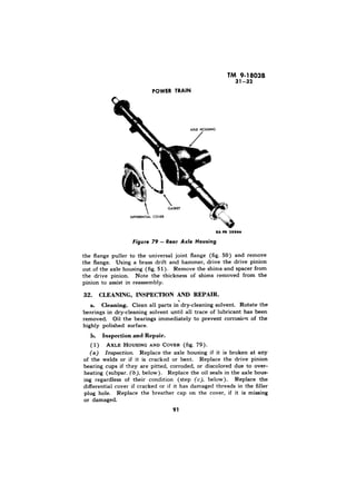 31-32 
CLEANING, INSPECTION AND REPAIR. 
a. Cleaning. 
Inspection and Repair. 
AXLE HOUSING AND COVER (fig. 
 