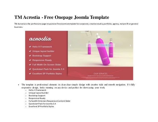 tm acrostia free onepage joomla template vituemart template