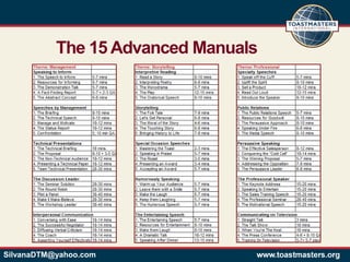 The 15 Advanced Manuals




SilvanaDTM@yahoo.com
 