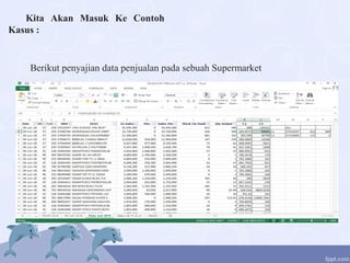 Kita Akan Masuk Ke Contoh
Kasus :
Berikut penyajian data penjualan pada sebuah Supermarket
 