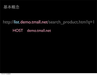 基本概念


  http://list.demo.tmall.net/search_product.htm?q=1
         list demo.tmall.net
              HOST   demo.tmall.net




12年2月19日星期日
 