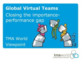 Global Virtual Teams
Closing the importance-
performance gap



TMA World
Viewpoint
 