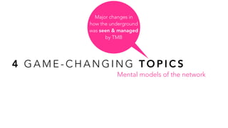 4 G A M E - C H A N G I N G T O P I C S
Mental models of the network
Hubs
Reduced mobility
Major changes in
how the underg...