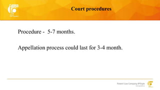 Court procedures 
Procedure - 5-7 months. 
Appellation process could last for 3-4 month. 
 