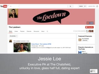 Jessie Loe
Executive PA at The Chatsﬁeld, 

unlucky in love, glass half full, dating expert
 