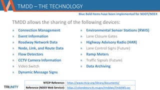 Traffic Management Data Dictionary (TMDD) Primer | PPTX