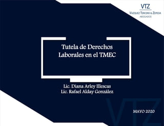 Lic. Diana Arley Illescas
Lic. Rafael Alday González
MAYO 2020
Tutela de Derechos
Laborales en el TMEC
 