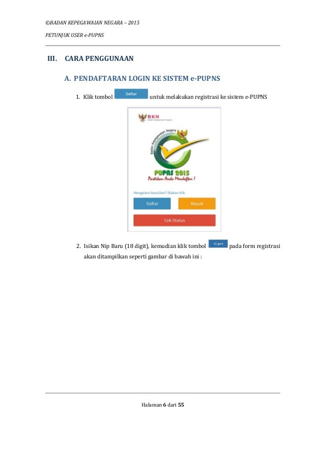 bapertarum formulir PNS Pengguna Buku Sistem Pendataan Petunjuk Ulang