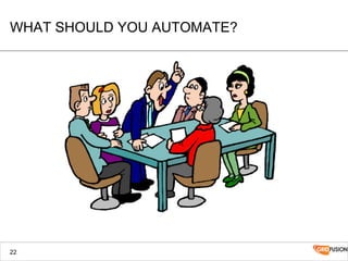 WHAT SHOULD YOU AUTOMATE?
22
 