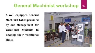 General Machinist workshop
A Well equipped General
Machinist Lab is provided
by our Management for
Vocational Students to
develop their Vocational
Skills.
34
 