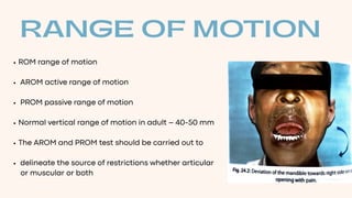 Normal Range Arom TMJ DISLOCATION,Myofacial pain dysfunction sydrome | PDF