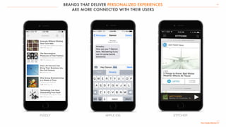 26
BRANDS THAT DELIVER PERSONALIZED EXPERIENCES
ARE MORE CONNECTED WITH THEIR USERS
FEEDLY APPLE iOS STITCHER
 