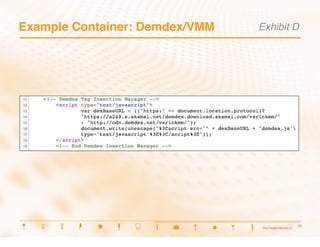 Example Container: Demdex/VMM
   Exhibit D




                                         12
                                         12
 