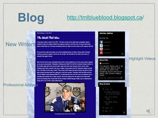 Blog            http://tmlblueblood.blogspot.ca/



 New Writers

                                                 Highlight Videos




Professional Analysis
 